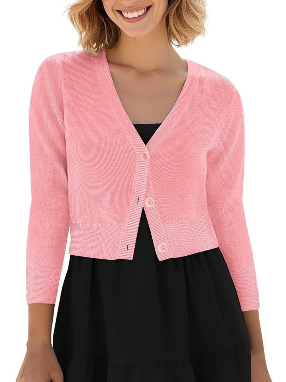 Urban CoCo Women's Pink Cropped Cardigan - Size Small